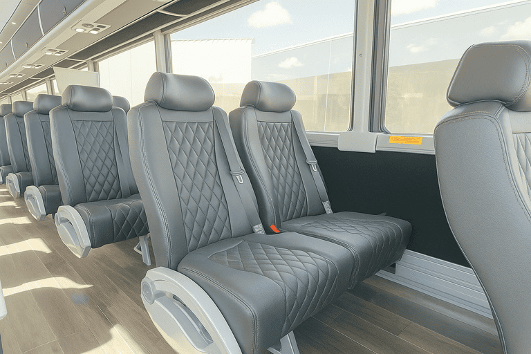 interior of Reno Shuttle Bus Rentals charter bus